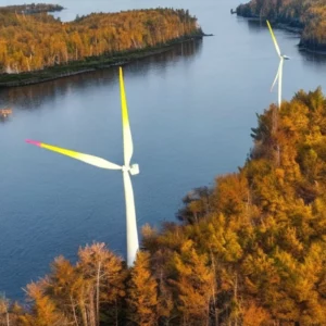 Artistic representation for Maine Awarded First License for Floating Offshore Wind Research Project This article is about the first license awarded for a floating offshore wind research project in Maine.