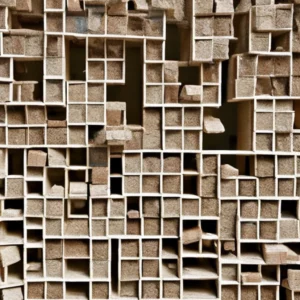 Artistic representation for New greener building bricks made from demolished school and CO2 emissions
