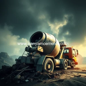 Artistic representation for Tragic construction accident: cement mixer crushes worker