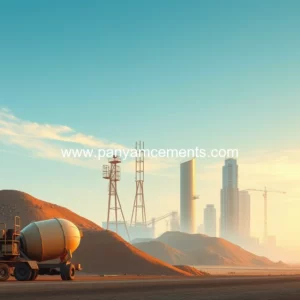 Artistic representation for Saudi arabia's ready mix cement market: a usd 1.91 billion boom fueled by vision 2030 and ai innovations.
