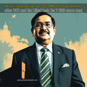 Artistic representation for N Srinivasan resigns as CEO MD of India Cements after CCI nod for UltraTech Rs 7 000 crore deal