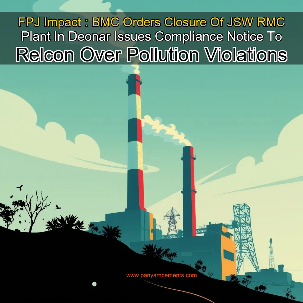 You are currently viewing FPJ Impact : BMC Orders Closure Of JSW RMC Plant In Deonar  Issues Compliance Notice To Relcon Over Pollution Violations